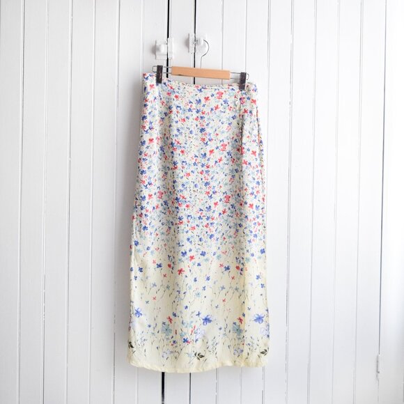 vtg cream floral wrap skirt | 28w - Picture 1 of 6